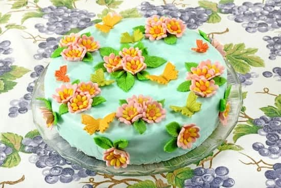 Colorful assortment of cake decorating ready-made flowers for adding stunning floral designs to cakes