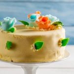 Decorating Cake With Roses Decorating a cake with beautiful roses for a romantic touch and elegant finish
